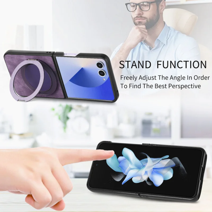 A-One Brand - Galaxy Z Flip 7 Mobilskal Magsafe Roterande Kickstand - Lila
