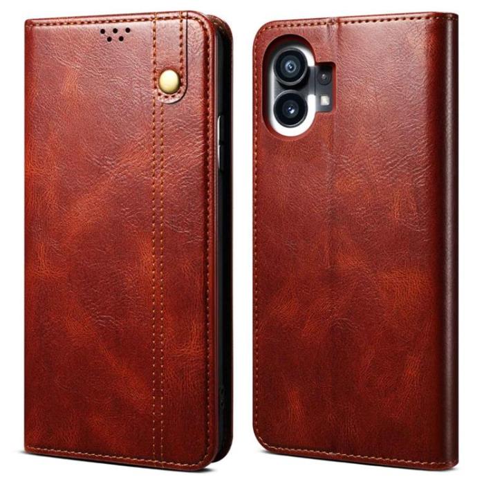 OEM - Nothing Phone 1 Plånboksfodral Crazy Horse Flip - Brun
