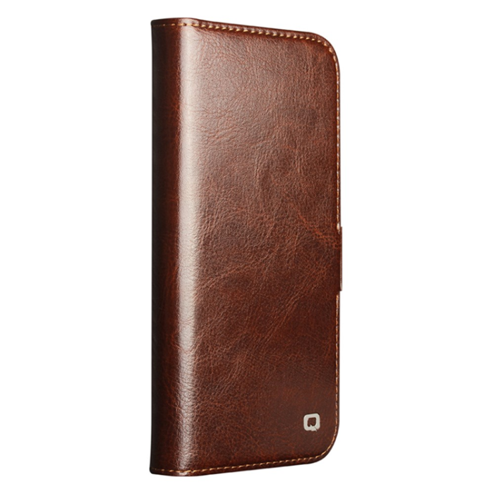 QIALINO - QIALINO iPhone 17 Plånboksfodral Äkta Läder - Brun
