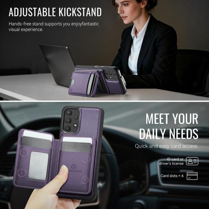 OEM - JEEHOOD Samsung Galaxy A13 4G/5G Mobilskal Konstläder med Kortfack - Lila
