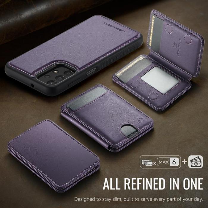 OEM - JEEHOOD Samsung Galaxy A13 4G/5G Mobilskal Konstläder med Kortfack - Lila