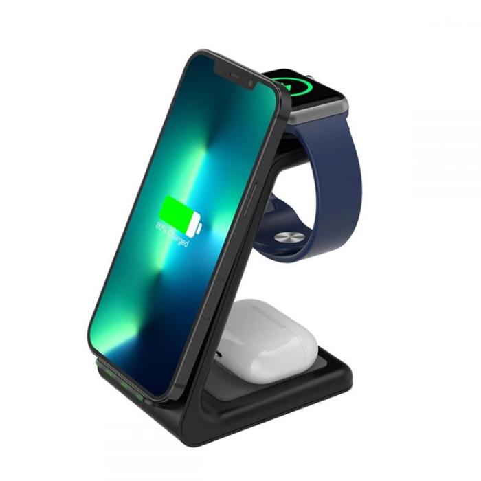 Tech-Protect - Tech-Protect 3-in-1 Trådlös laddare iPhone, Apple Watch, AirPods A8 - Svart