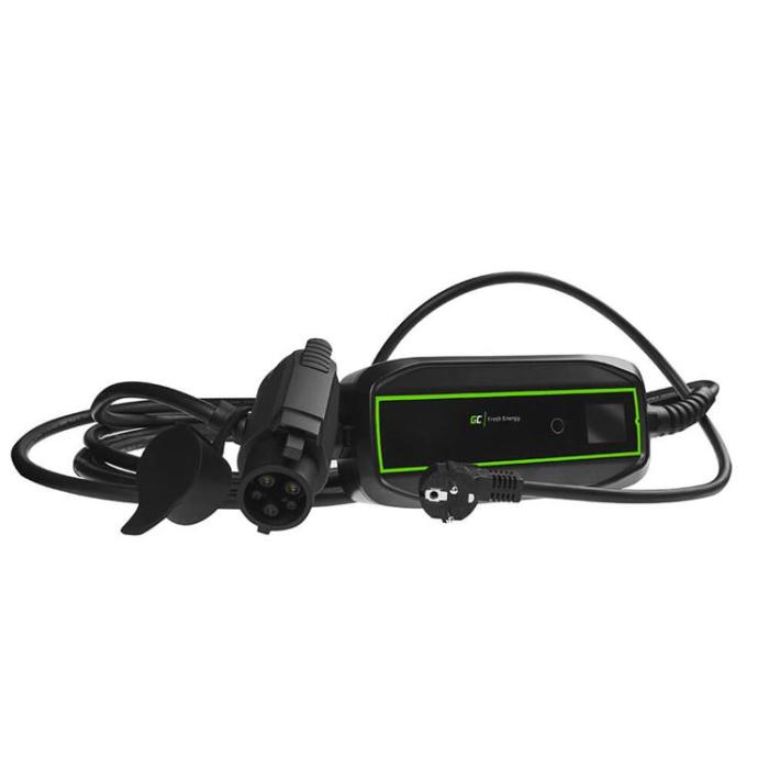 UTGATT1 - Green Cell Laddkabel Elbil EV17 Typ1 Schuko 5.5m 3.6kW 10/16A LCD IP66 - Svart