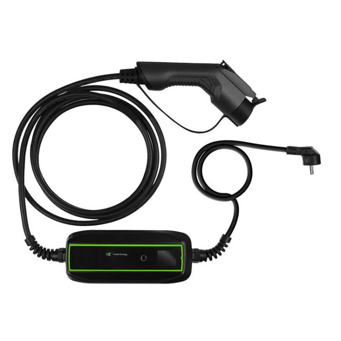 UTGATT1 - Green Cell Laddkabel Elbil EV17 Typ1 Schuko 5.5m 3.6kW 10/16A LCD IP66 - Svart