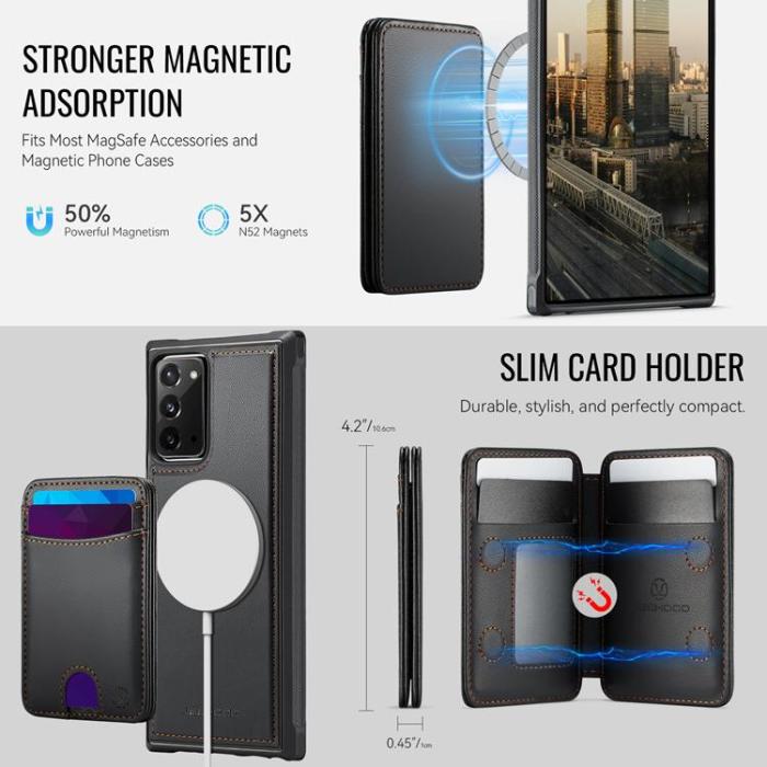 OEM - JEEHOOD Samsung Galaxy Note20 Fodral KonstLäder - Svart