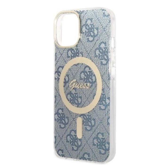 Guess - GUESS iPhone 14 Magsafe Skal Print + Trådlös Laddare - Blå