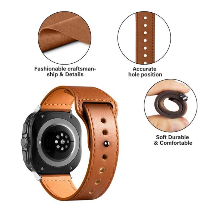 Tech-Protect - Tech-Protect Galaxy Watch Ultra (47mm) Armband LäderFit - Brun
