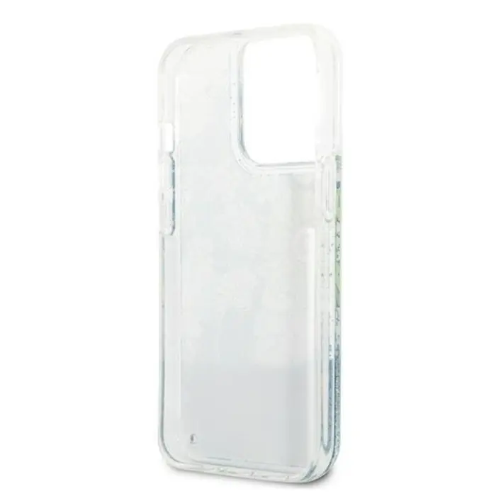 Guess - Guess iPhone 13 Pro Skal Flower Liquid Glitter - Grön