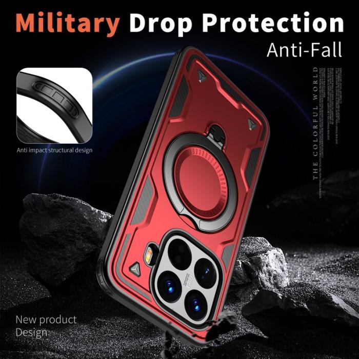 N/A - Mobilskal till Xiaomi 15T Pro Militärt Skydd PC + TPU - Röd