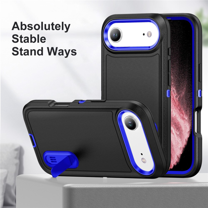A-One Brand - iPhone 17 Air Mobilskal Kickstand Silikon - Mörkblå/Sapphire