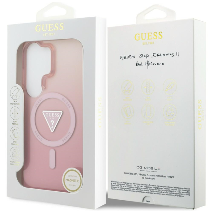 Guess - Guess Mobilskal För Galaxy S26 Ultra MagSafe IML Gradient Triangle - Rosa