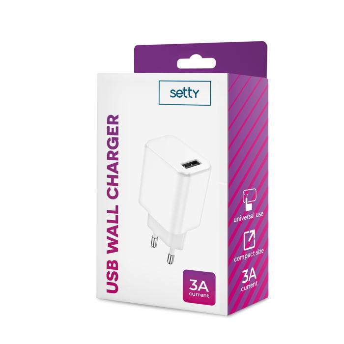 Setty - Setty Väggaddare USB 3A - Vit