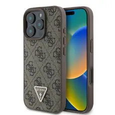 Guess - Guess iPhone 16 Pro Mobilskal 4G Triangle Strass - Brun