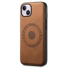 DENIOR - DENIOR A11 iPhone 13/14 Magnetiskt Fodral Retro Konstl&auml;der PC+TPU Brun