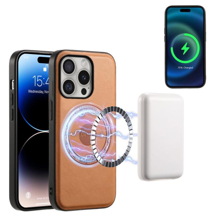 DENIOR - DENIOR A10 Mobilskal till iPhone 16 Pro Max Äkta Läder Khaki