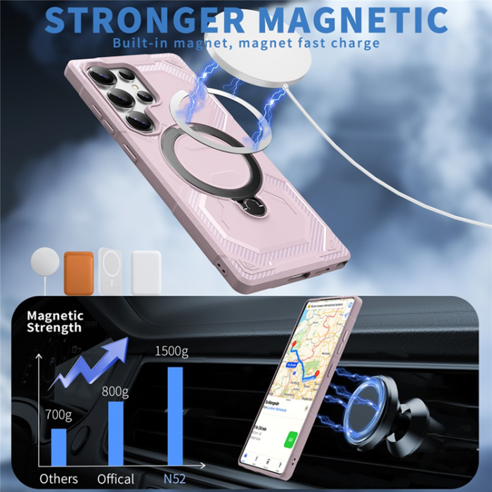 A-One Brand - Galaxy S25 Ultra Mobilskal MagSafe Kickstativ - Rosa