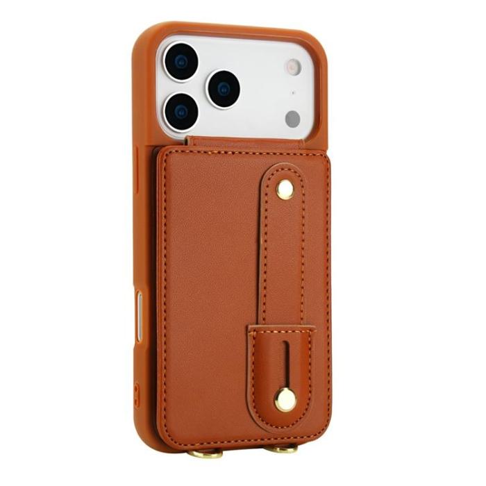 A-One Brand - iPhone 17 Pro Max Mobilskal korthållare Med Axelrem - Brun