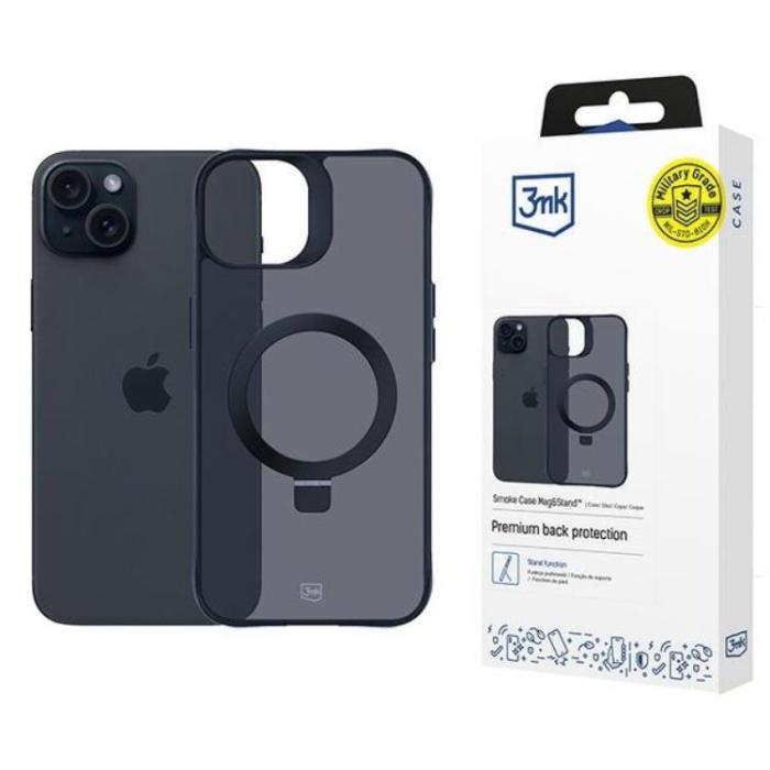 3MK - 3MK iPhone 15 Plus Mobilskal MagSafe Smoke Stativ - Svart