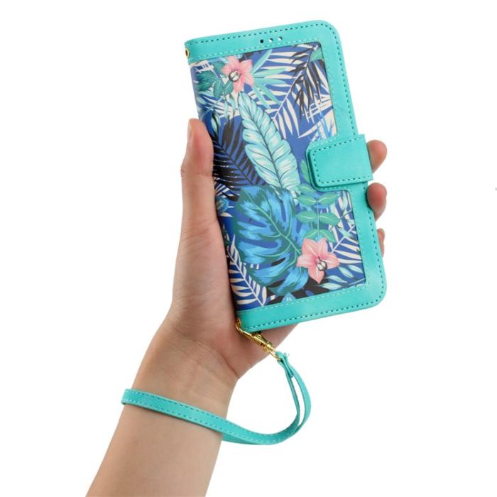 OEM - iPhone 15 Pro Max Plånboksfodral Flower Pattern - Grön