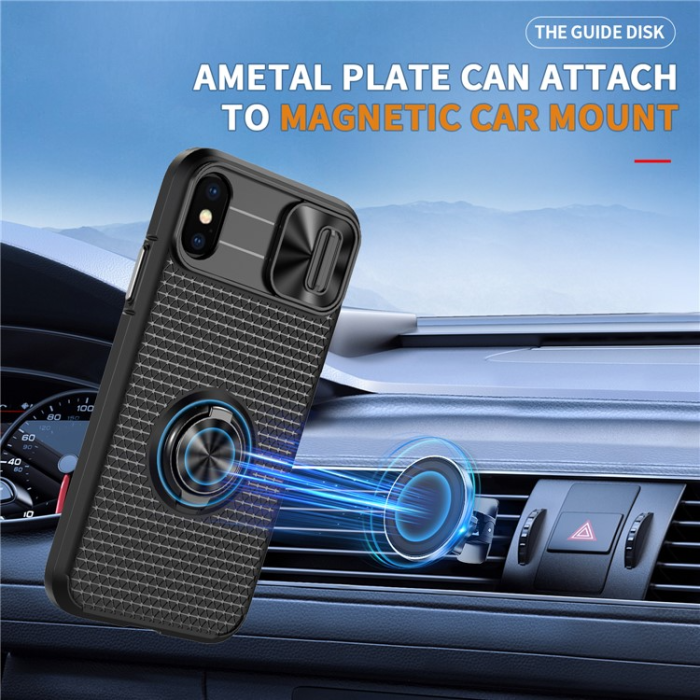 A-One Brand - iPhone X/XS Mobilskal Ringhållare Kickstand - Svart