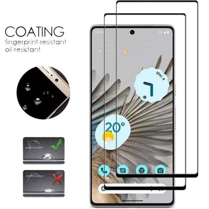A-One Brand - [2-PACK] Google Pixel 7a Härdat Glas Skärmskydd - Svart