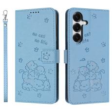 OEM - Pl&aring;nboksfodral f&ouml;r Samsung Galaxy S26 Konstl&auml;der med rem - Bl&aring;