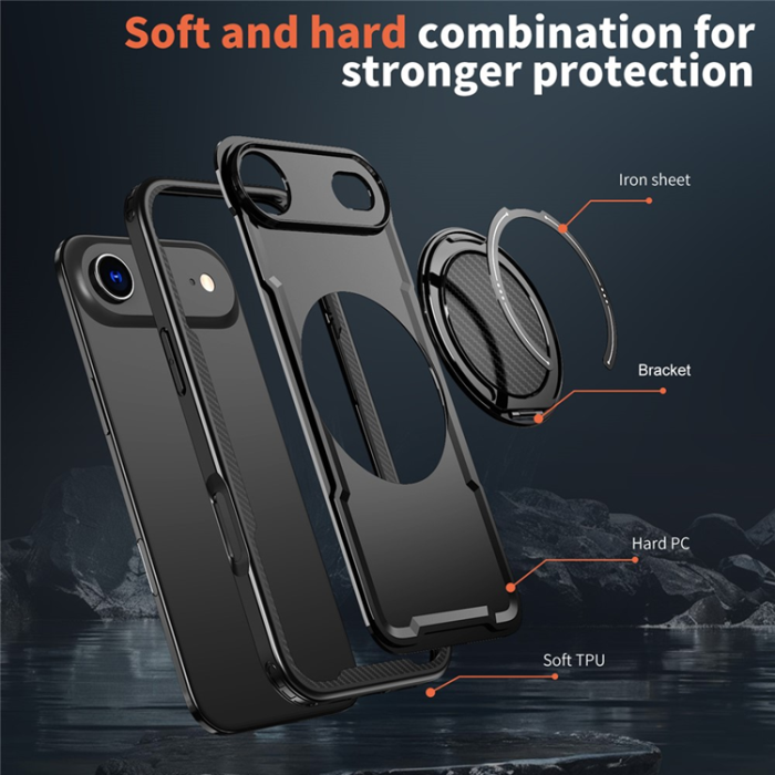 A-One Brand - iPhone 17 Air Mobilskal MagSafe TPU+PC Kickstand - Svart