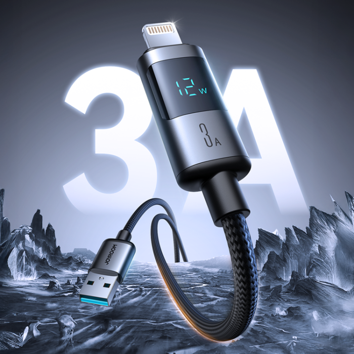 Joyroom - Joyroom USB-A - Lightning kabel 3A 1.2m med Display - Svart