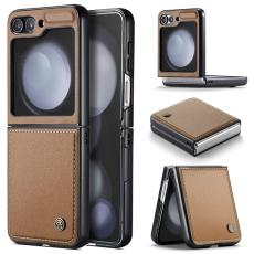 Caseme - CASEME 023 Series Samsung Galaxy Z Flip7 FE Pl&aring;nboksfodral Konstl&auml;der Brun