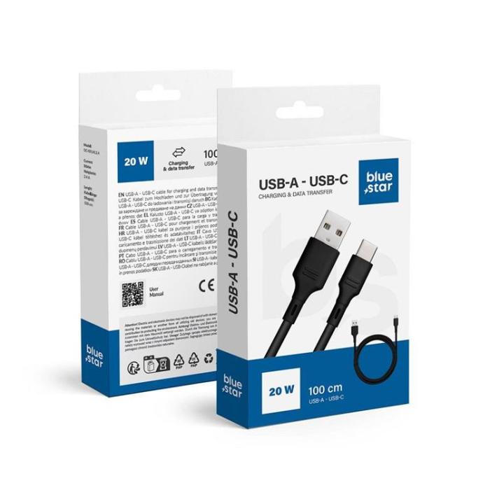 Blue Star - Blue Star USB-C till USB-A kabel 1m - Svart