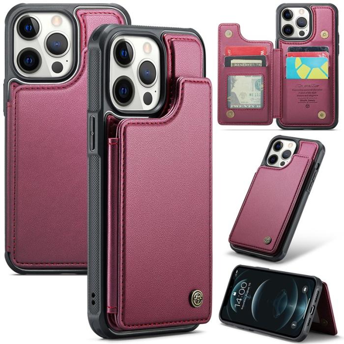 Caseme - CASEME C22 iPhone 12 Pro Max Fodral KonstLäder RFID-SkyddRöd