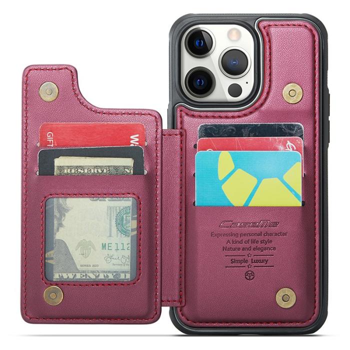 Caseme - CASEME C22 iPhone 12 Pro Max Fodral KonstLäder RFID-SkyddRöd
