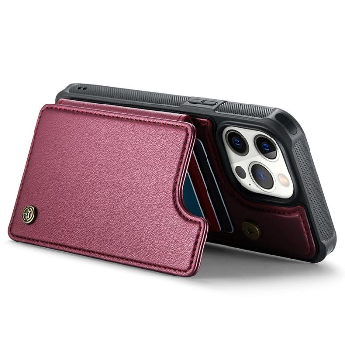 Caseme - CASEME C22 iPhone 12 Pro Max Fodral KonstLäder RFID-SkyddRöd
