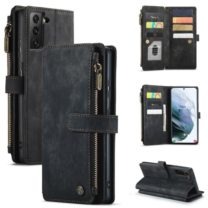 Caseme - CASEME Konstläder Plånboksfodral till Samsung Galaxy S22 5G - Svart