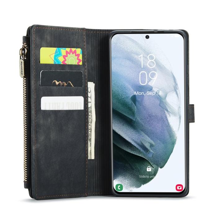 Caseme - CASEME Konstläder Plånboksfodral till Samsung Galaxy S22 5G - Svart