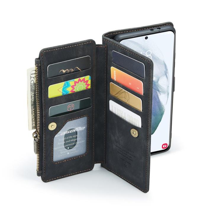 Caseme - CASEME Konstläder Plånboksfodral till Samsung Galaxy S22 5G - Svart