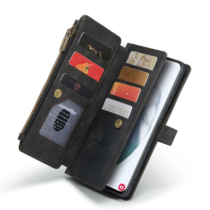 Caseme - CASEME Konstläder Plånboksfodral till Samsung Galaxy S22 5G - Svart