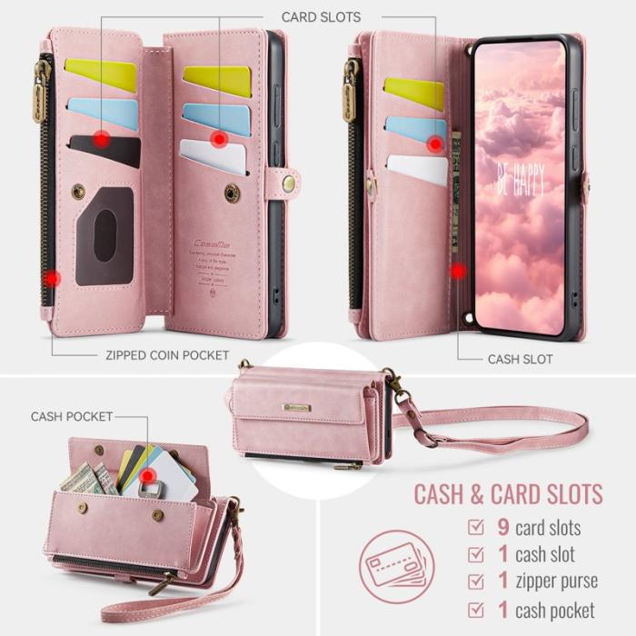 Caseme - CASEME Konstläder Plånboksfodral till Samsung Galaxy S23 FE - Rosa