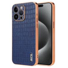 AZNS - AZNS iPhone 16 Pro Fodral Electroplating PU+TPU - Krokodiltextur - Bl&aring;
