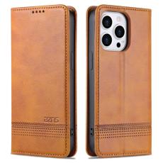 AZNS - AZNS iPhone 16 Pro Pl&aring;nboksfodral Konstl&auml;der - Brun