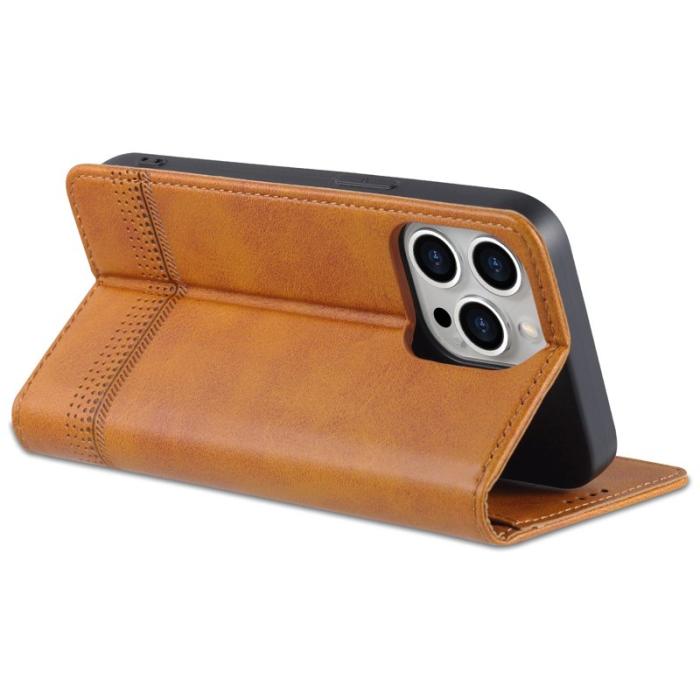 AZNS - AZNS iPhone 16 Pro Plånboksfodral Konstläder - Brun