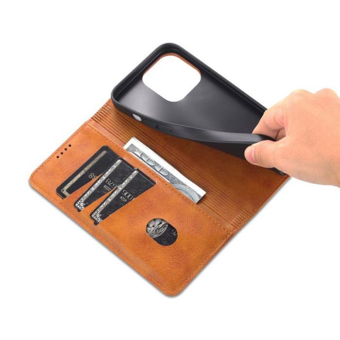 AZNS - AZNS iPhone 16 Pro Plånboksfodral Konstläder - Brun