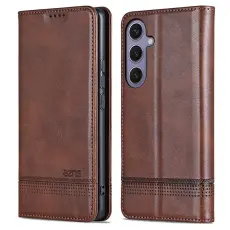AZNS - AZNS Samsung Galaxy S25 Pl&aring;nboksfodral Konstl&auml;der - Brun