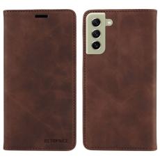 BETOPNICE - BETOPNICE 003 Pl&aring;nboksfodral f&ouml;r Samsung Galaxy S22 5G - Konstl&auml;der - Brun