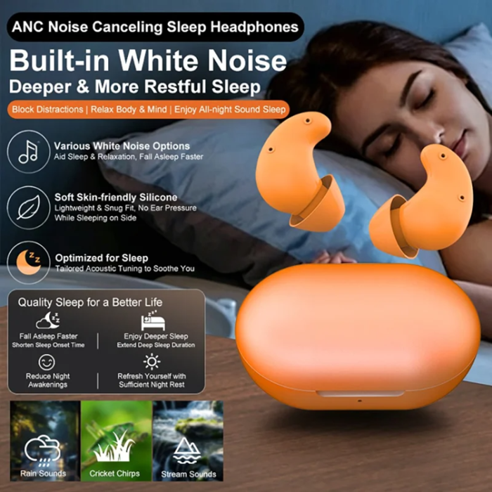 A-One Brand - In-Ear Trådlös Hörlurar S1 White Noise ANC IPX5 Bluetooth - Orange