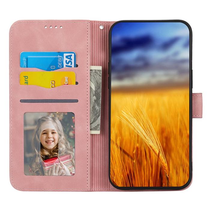 DIERFENG - DIERFENG DF-03 Plånboksfodral i Konstläder för iPhone 15 - Rosa