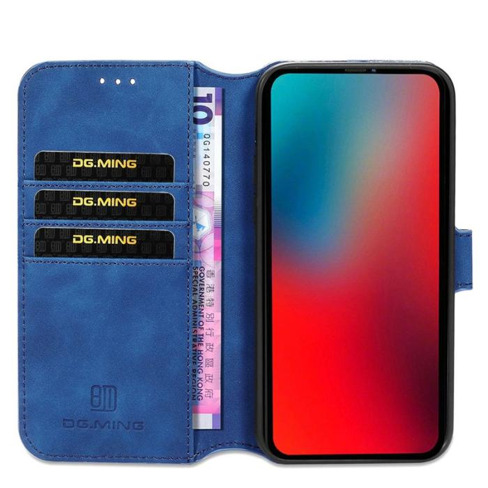 DG.MING - DG.MING Stand iPhone 13 Pro Konstläder Plånboksfodral Retro Blå