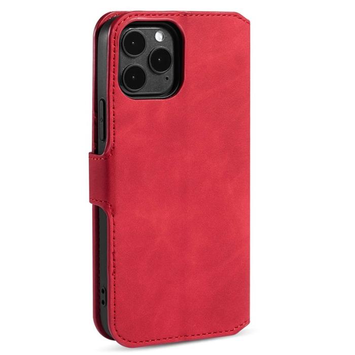DG.MING - DG.MING Stand iPhone 13 Pro Konstläder Plånboksfodral Retro Röd