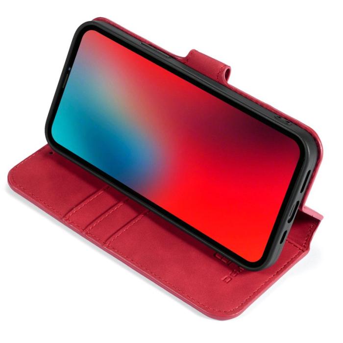 DG.MING - DG.MING Stand iPhone 13 Pro Konstläder Plånboksfodral Retro Röd