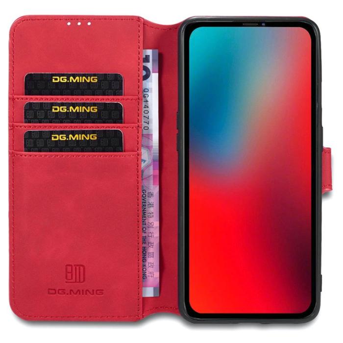 DG.MING - DG.MING Stand iPhone 13 Pro Konstläder Plånboksfodral Retro Röd
